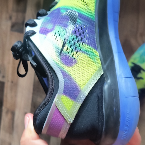 Nike Free 5.0 TR Tie Dye Purple Neon Yellow Sz 9 Women - Picture 13 of 17